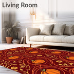 Autumn Pumpkin Vine Floral Arrangement Rug