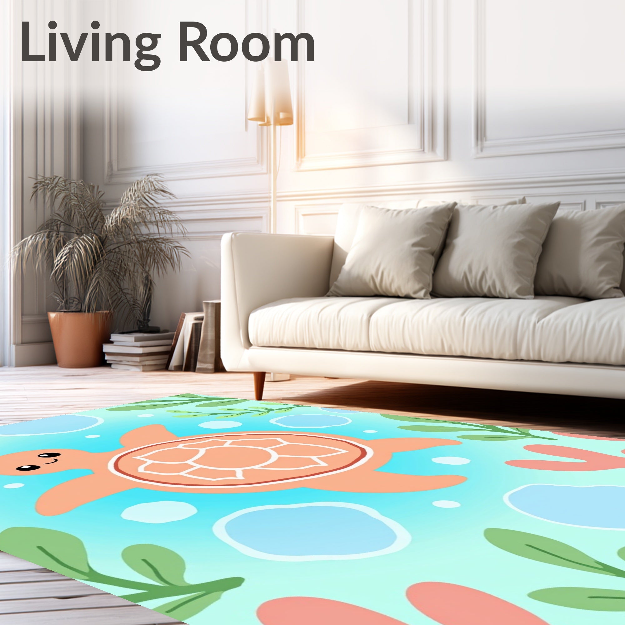 Coral Turtle Oceanic Coral Garden Rug