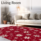 Crimson Cream Botanical Flower Medley Rug