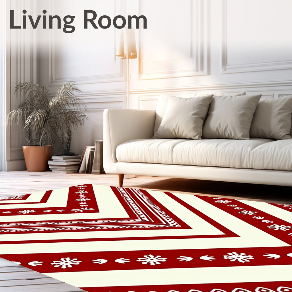 Rustic Red Chevron Folk Art Rug