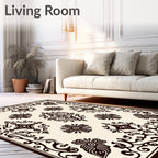 Dark Sepia Floral Medallion Scrollwork Rug