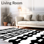 Bold Black Contemporary Chain Rug