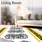Abstract Black Butterfly Yellow Stripes Rug