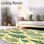 Forest Green Fern Foliage Yellow Rug