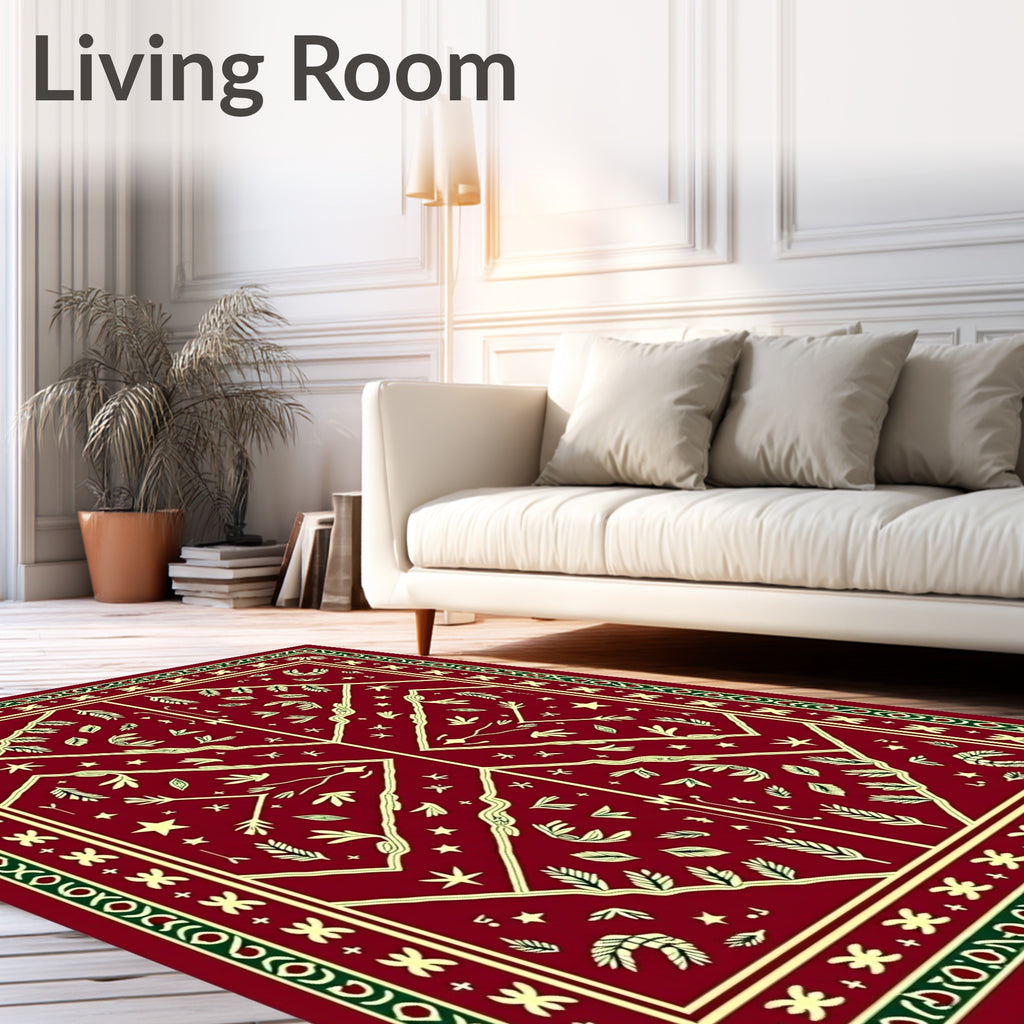 Crimson Botanical Medallion Rug