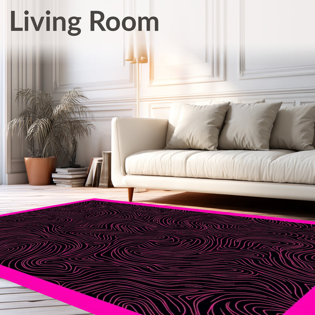 Bold Pink Topographic Swirl Rug