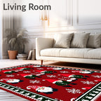 Christmas Gnome Red Snowflake Festive Rug