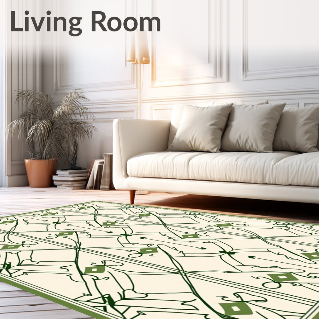Art Nouveau Green Diamond Vine Rug