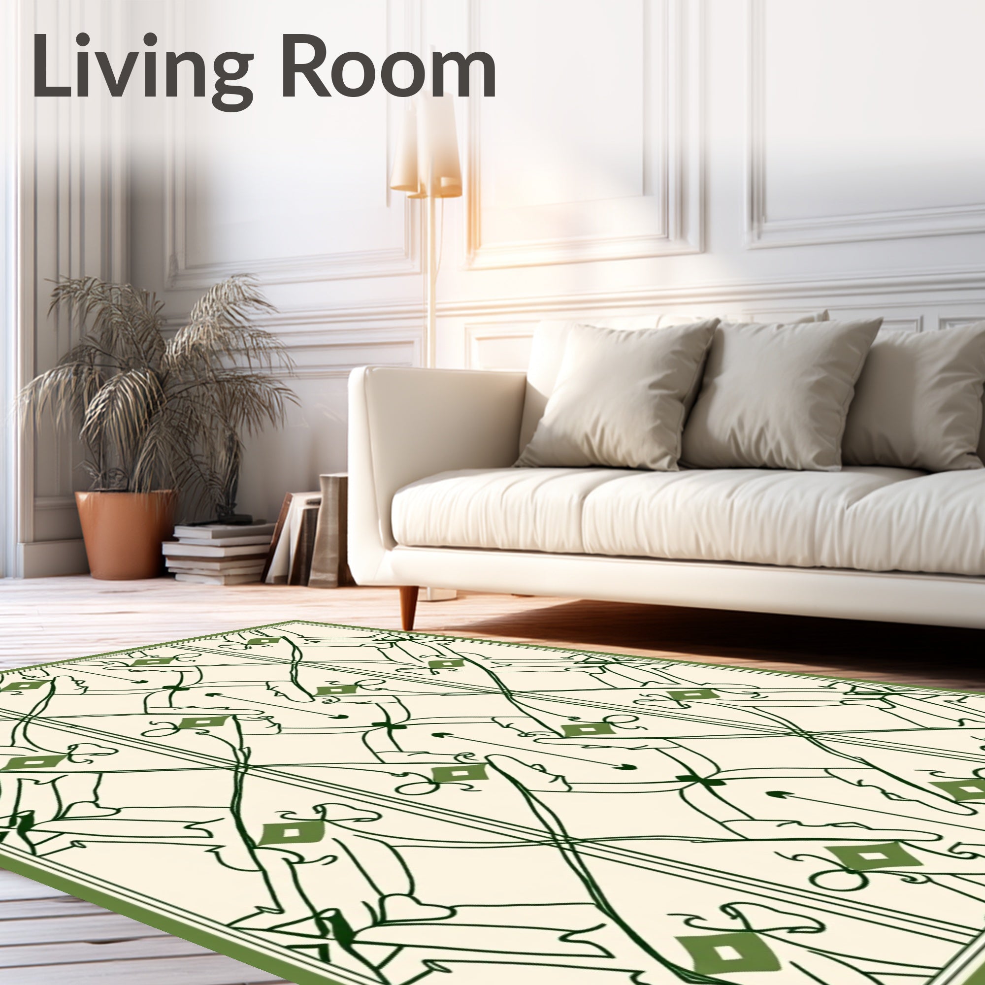 Art Nouveau Green Diamond Vine Rug