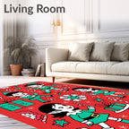 Whimsical Christmas Elves Candy Cane Collage Rug