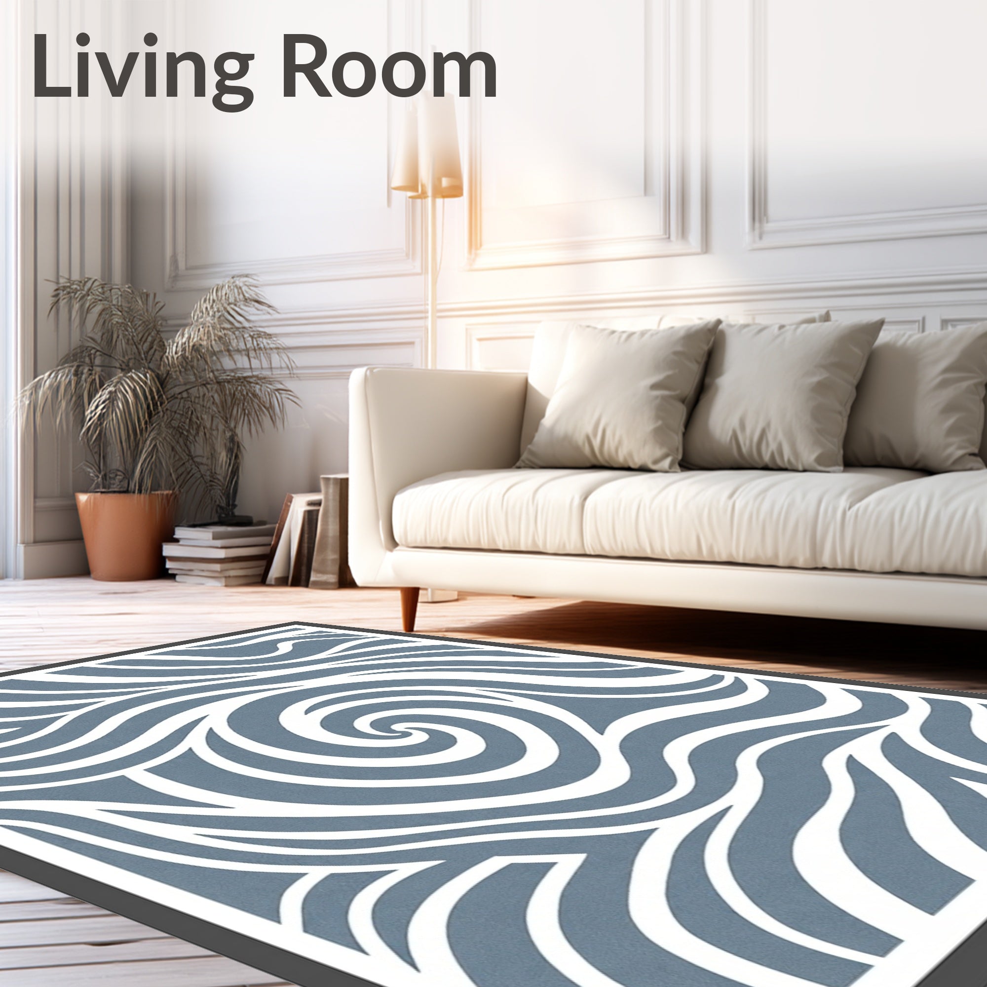 Blue Swirl Abstract Wave Rug