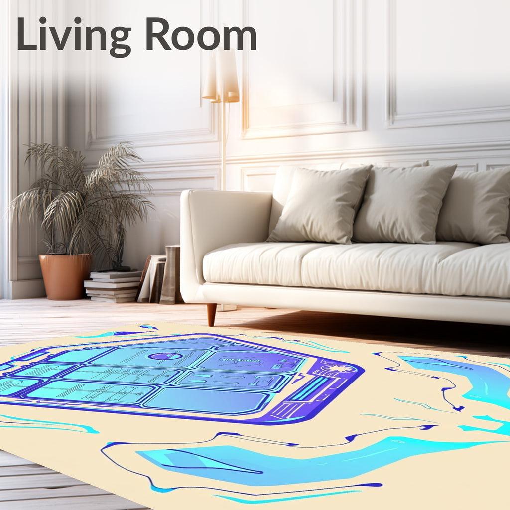 Futuristic Galactic Blue Grid Rug