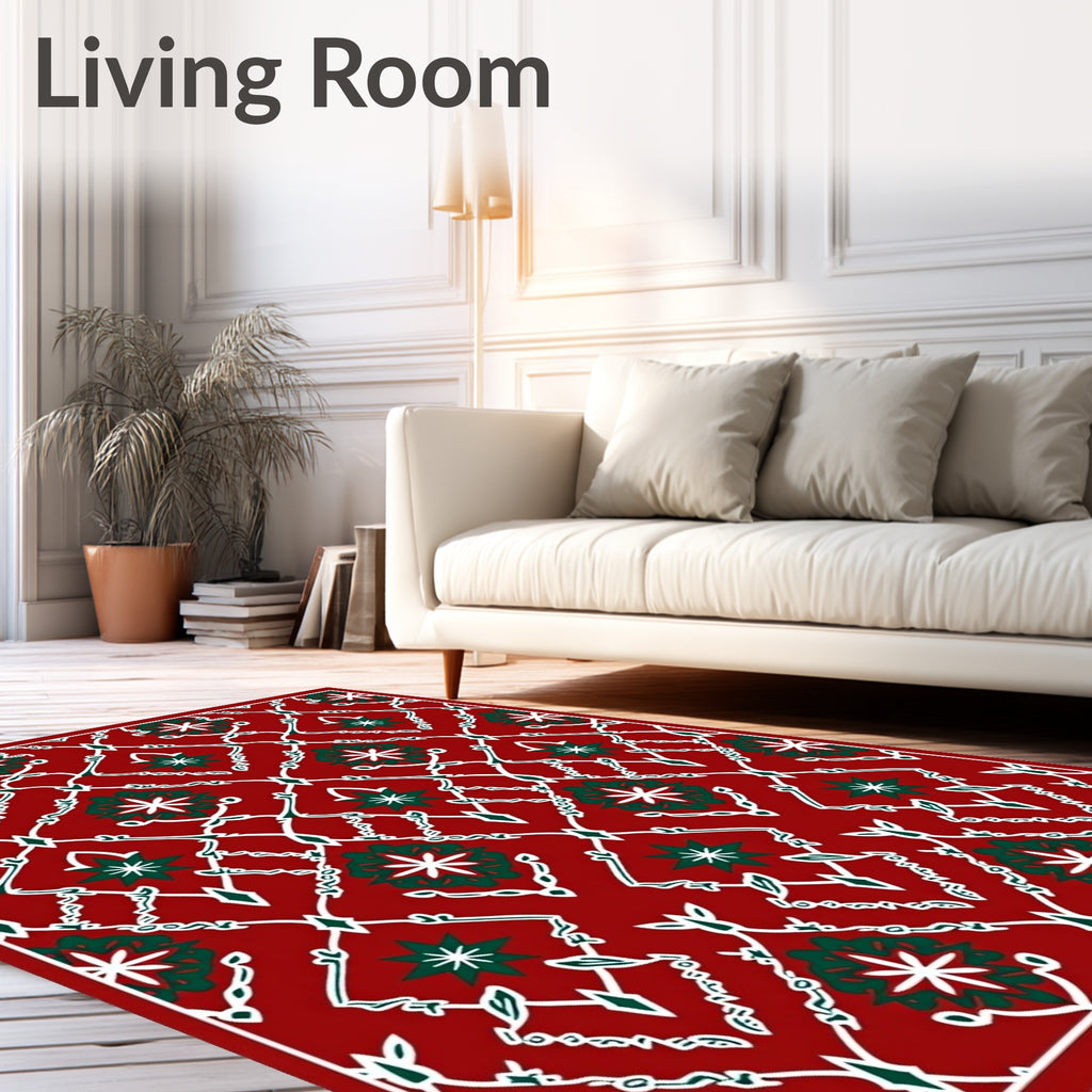 Crimson Jade Lattice Floral Medallion Rug