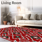 Crimson Jade Lattice Floral Medallion Rug