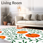 Orange Pumpkin Vine Pattern Rug