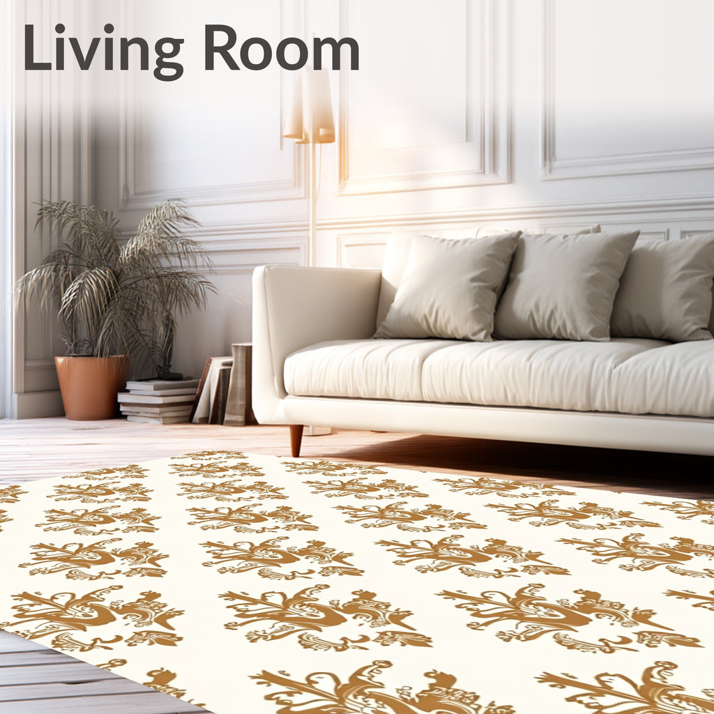 Antique Gold Floral Damask Rug