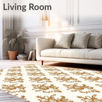 Antique Gold Floral Damask Rug