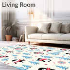 Cute Penguin Winter Forest Medallion Rug