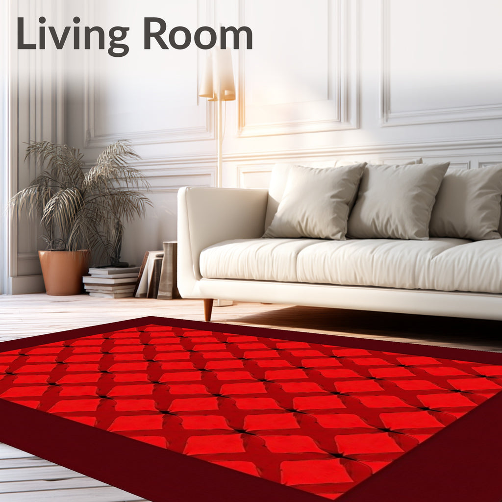 Crimson Lattice Bloom Medallion Rug