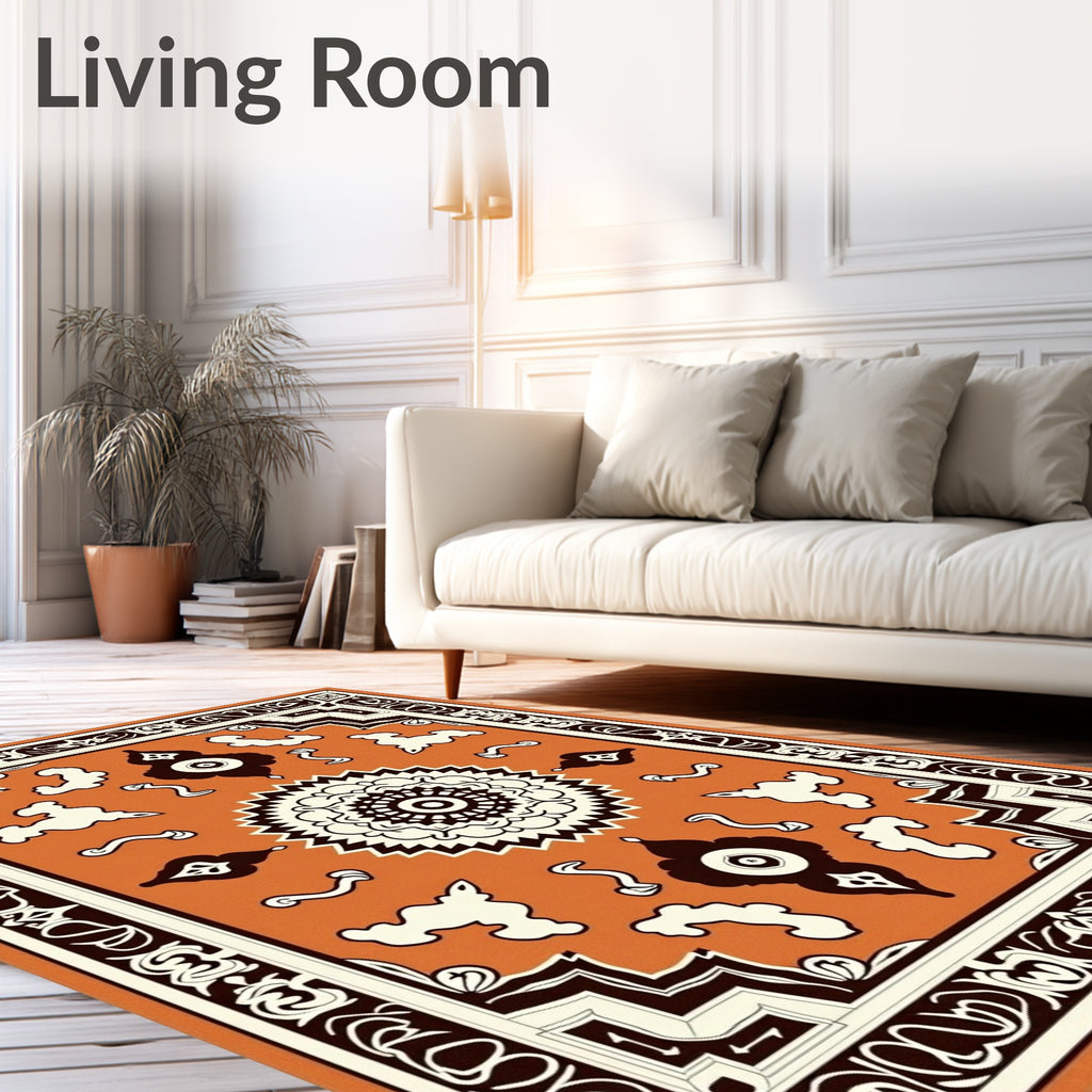 Terracotta Medallion Bordered Rug