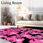 Pink Reindeer Snowflake Scene Rug