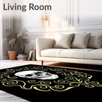 White Skull Yellow Scroll Emblem Rug