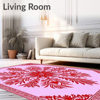 Crimson Floral Vine Medallion Rug