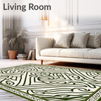 Dark Green Ornate Floral Medallion Rug