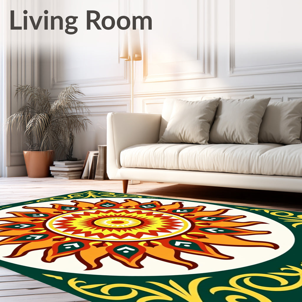 Radiant Sunburst Floral Medallion Rug