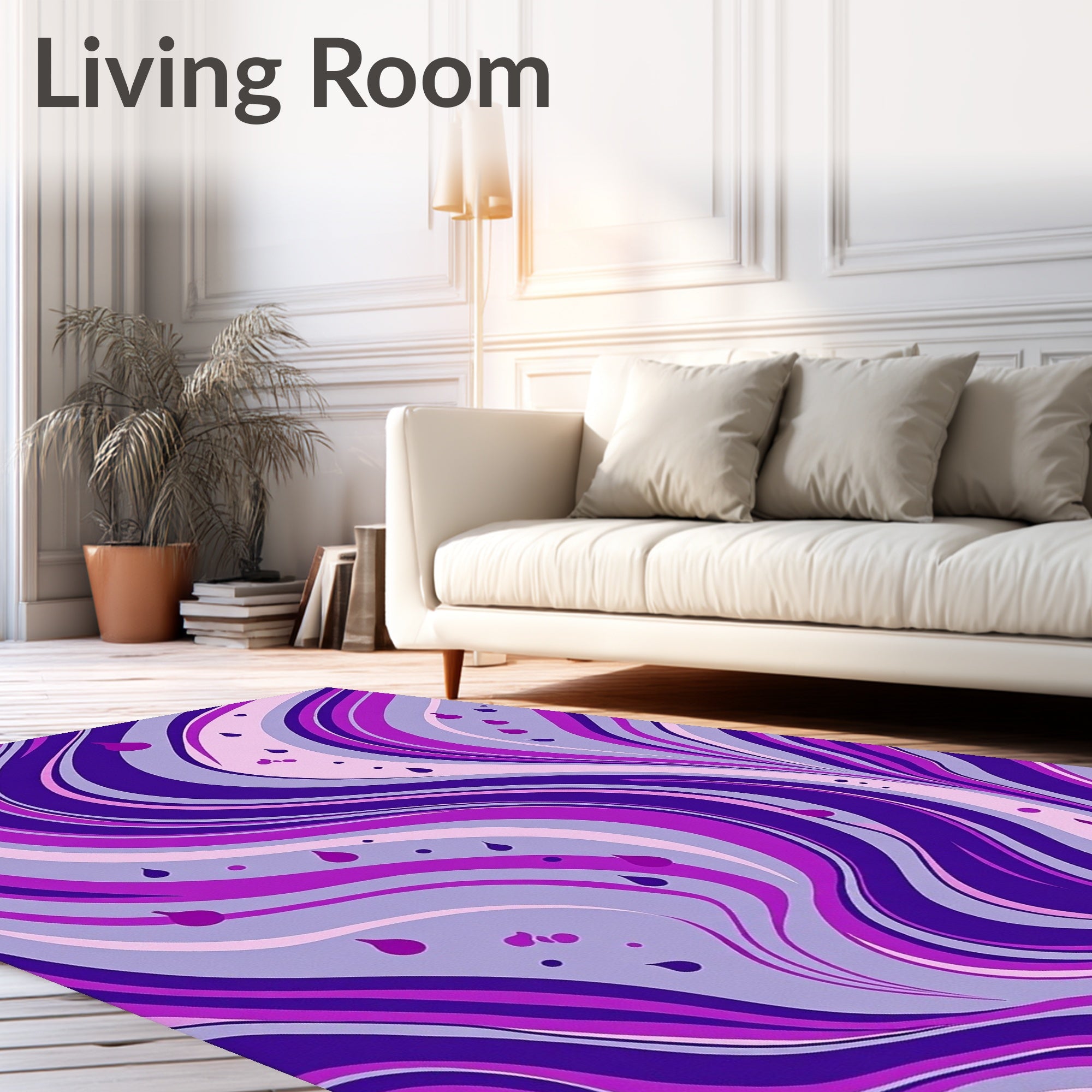 Wavy Purple Drops Abstract Rug