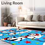Playful Penguin Winter Scarf Stars Rug