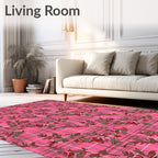 Plaid Floral Vines Pink Rug