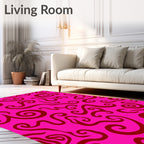 Vibrant Pink Swirling Curls Rug