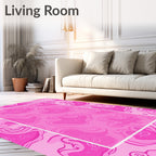 Vibrant Pink Amorphous Organic Waves Rug