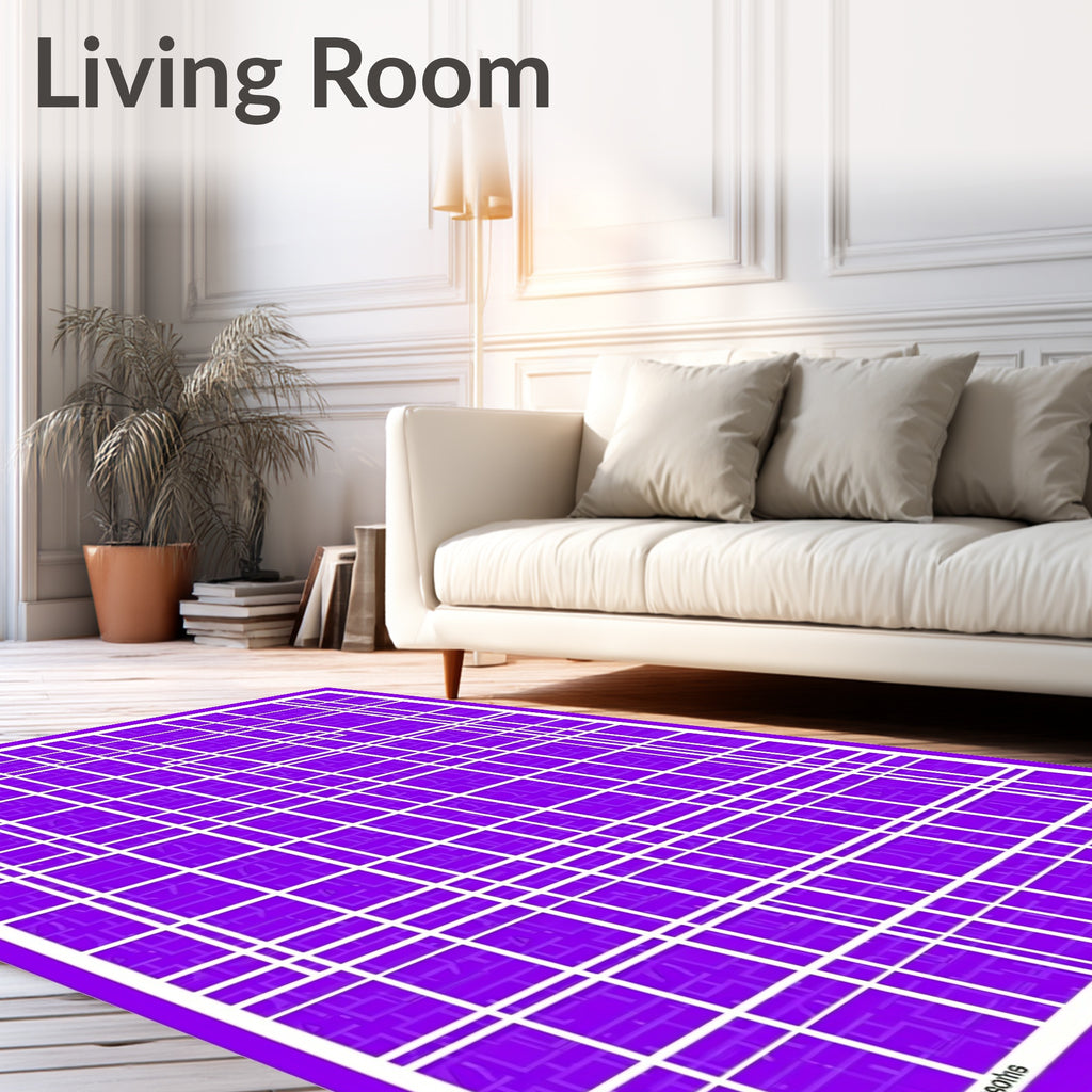 Vibrant Purple Grid with Subtle Texture Rug