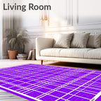 Vibrant Purple Grid with Subtle Texture Rug