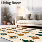 Retro Orange Cat Christmas Ornament Rug