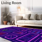 Neon Tech Circuitry Grid Rug