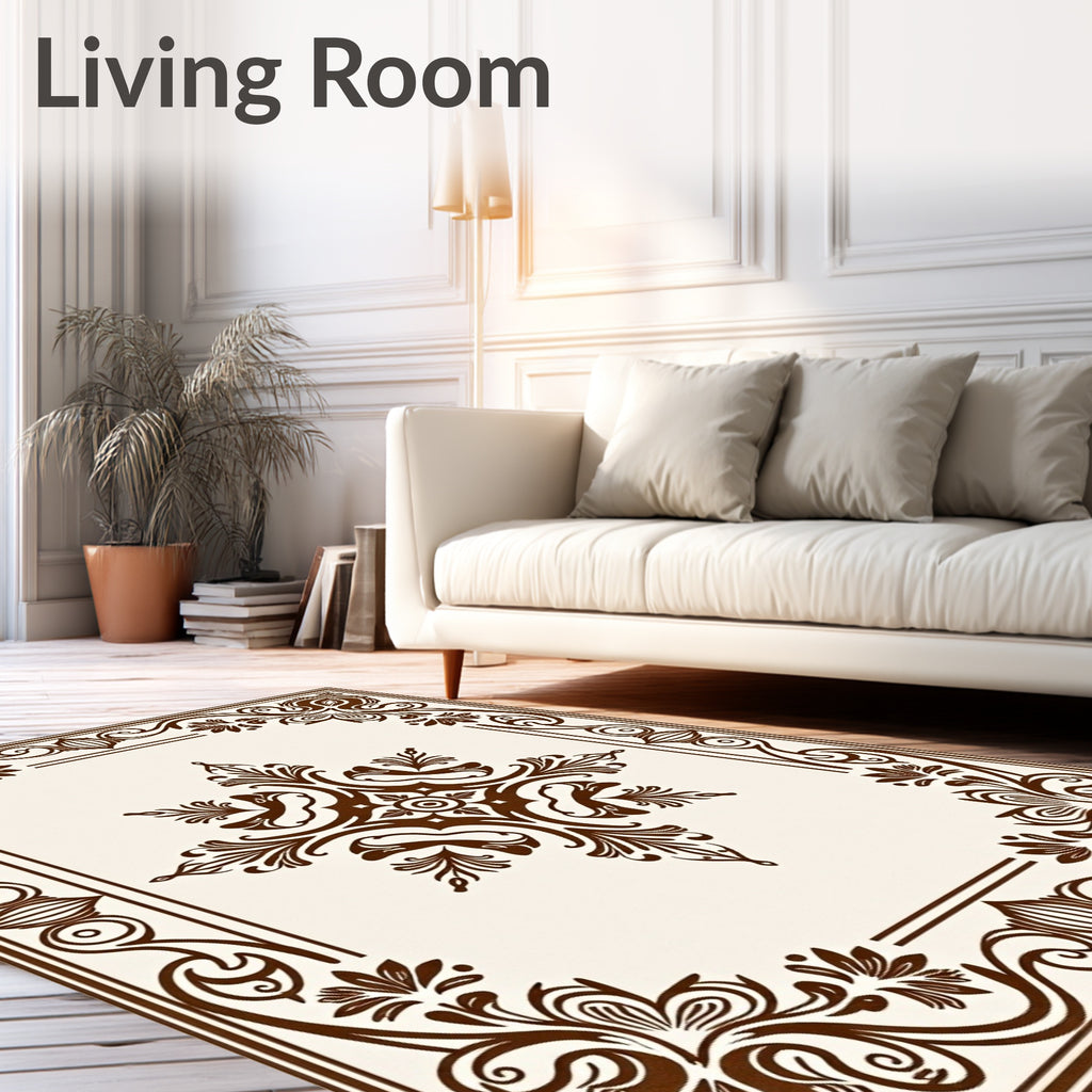 Dark Floral Scrollwork Medallion Rug