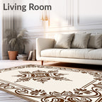 Dark Floral Scrollwork Medallion Rug