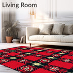 Bold Red Black Checkerboard Plaid Rug