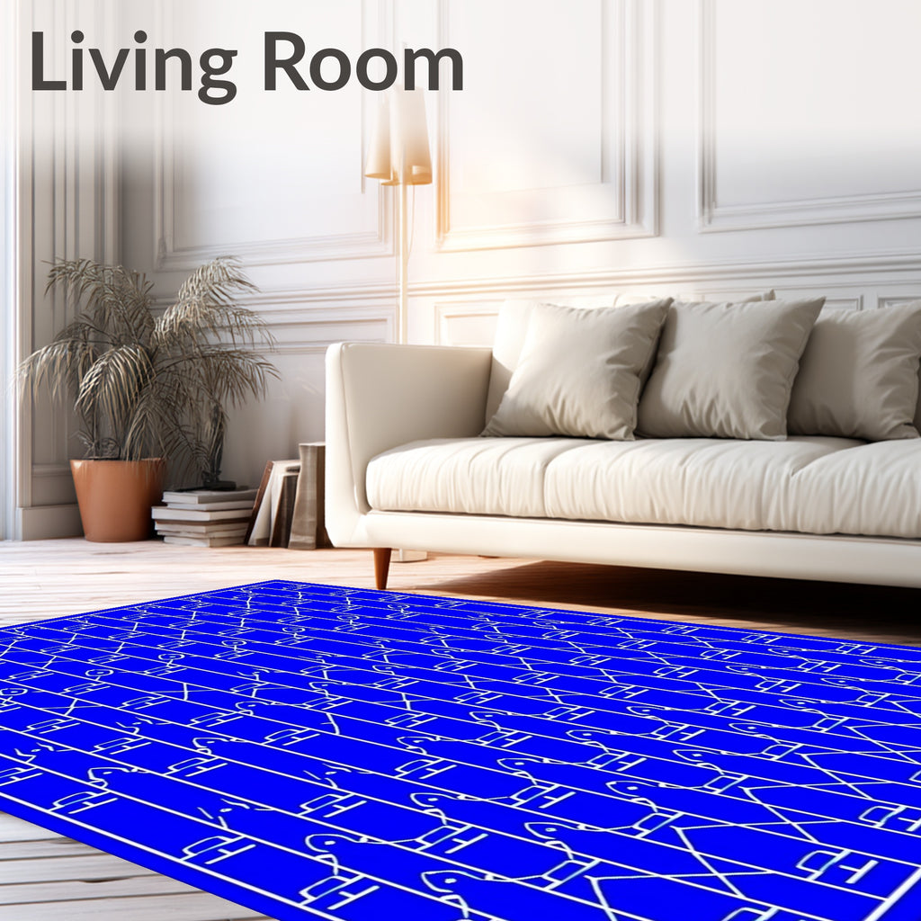 Vibrant Blue Bold Diamond Lattice Rug