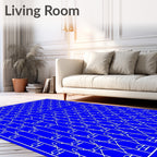 Vibrant Blue Bold Diamond Lattice Rug
