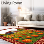Autumn Pumpkin Patch Barn Scene Rug
