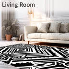 Bold Black White Geometric Tribal Rug