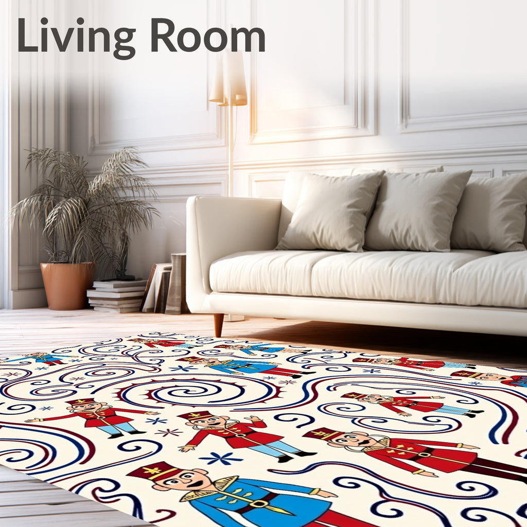 Festive Red Blue Soldier Swirl Rug