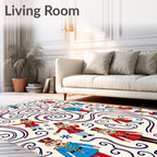 Festive Red Blue Soldier Swirl Rug