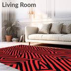 Bold Red Abstract Maze Rug