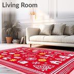 Red Winter Village Gingerbread Charm Rug