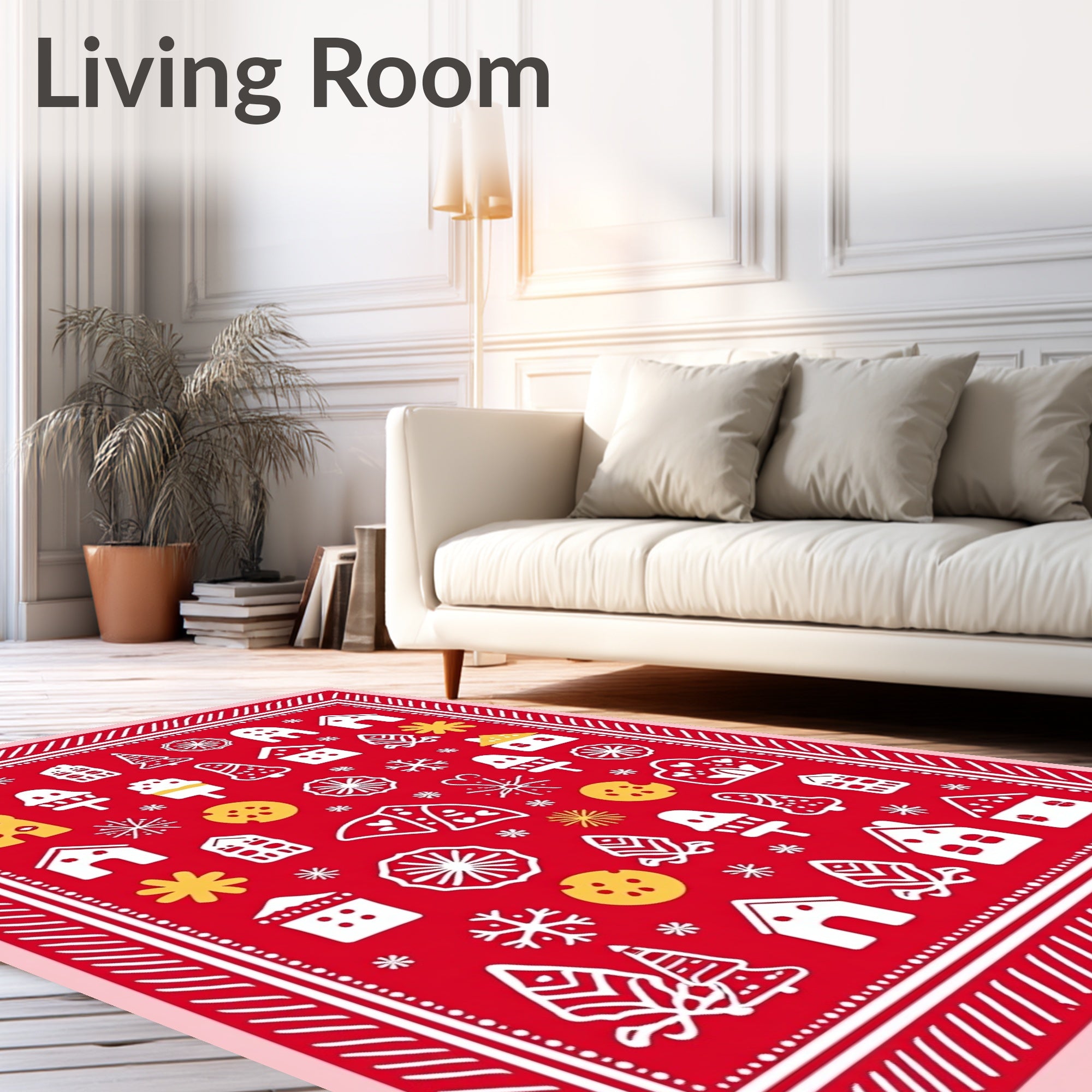 Red Winter Village Gingerbread Charm Rug